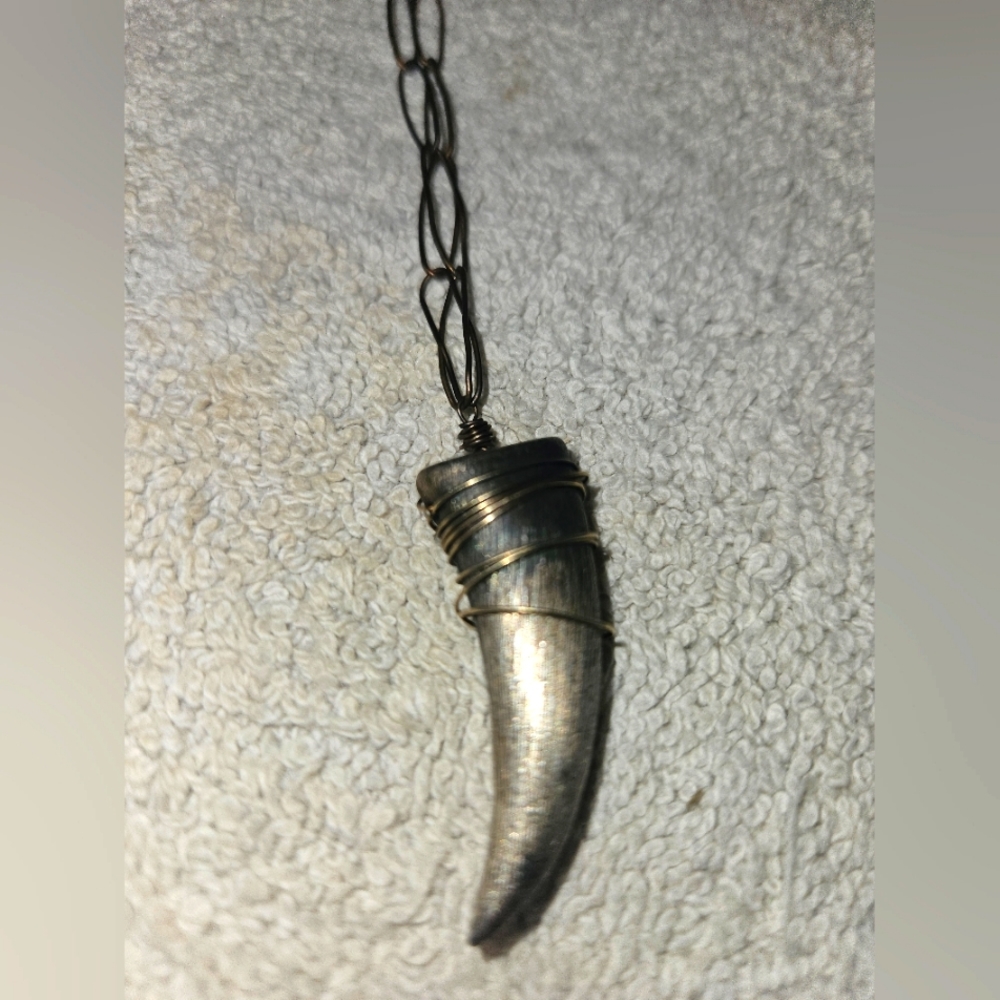 STERLING SILVER ITALIAN HORN WITH COPPER CHAIN. NECKLACE. LIGHT. 📸